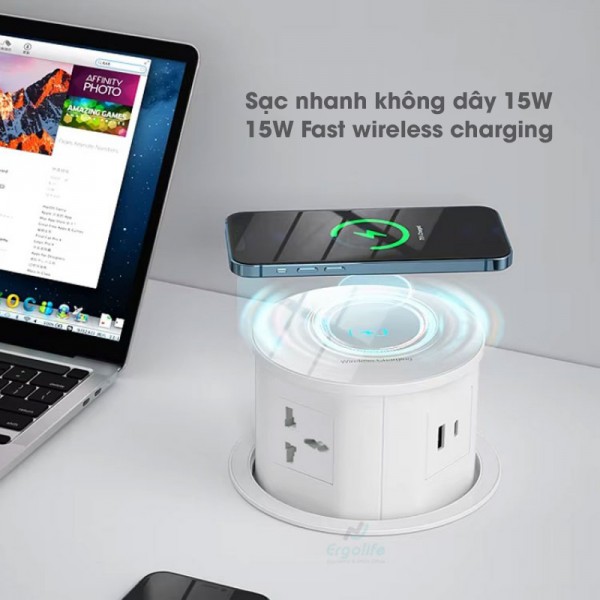 Ổ Cắm Điện Âm Bàn Tích Hợp Sạc Không Dây OEUP021C