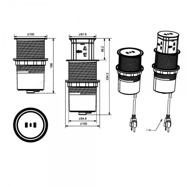 Ổ Cắm Điện Âm Bàn Popup OEUP011G