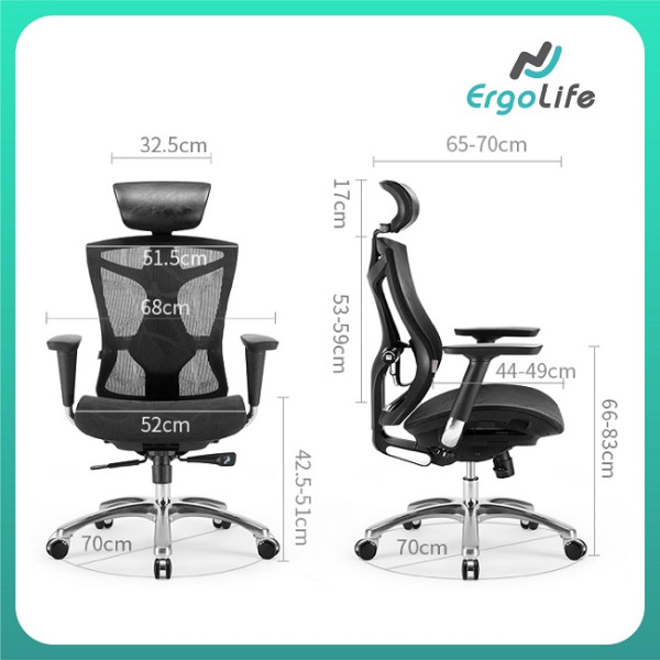 Ghế Công Thái Học V1 Đen/Xám