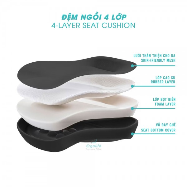 Ghế Công Thái Học Cao Cấp MC-1137E Đen/Xám