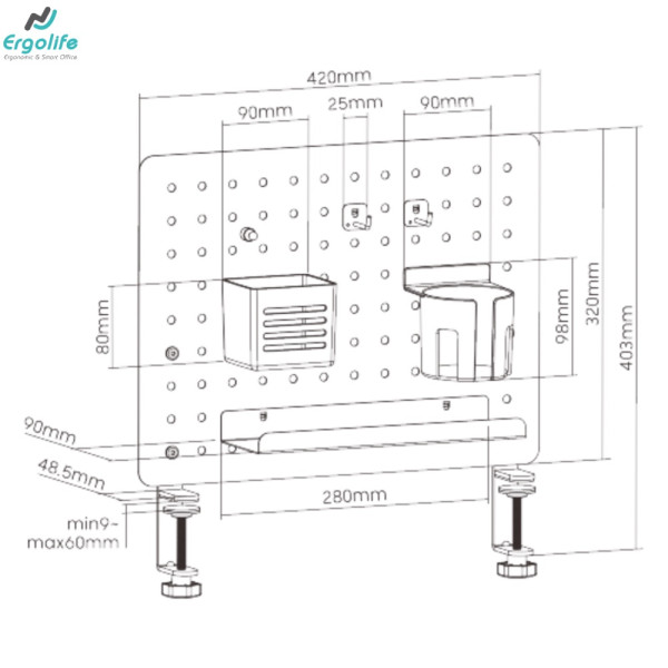 Bảng treo đồ, kệ treo đồ Pegboard PB-001
