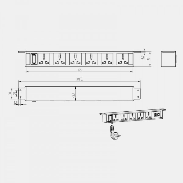 Ổ cắm treo dưới bàn OEXH304