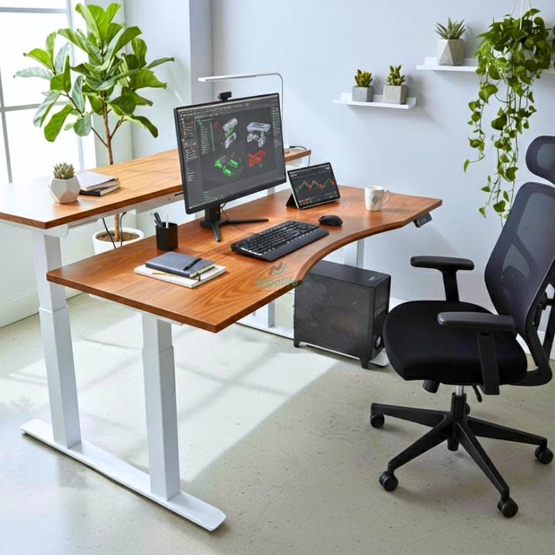 Bàn nâng hạ thông minh Ergonomic ERD-2300 Dual (4 chân) Mặt Sồi