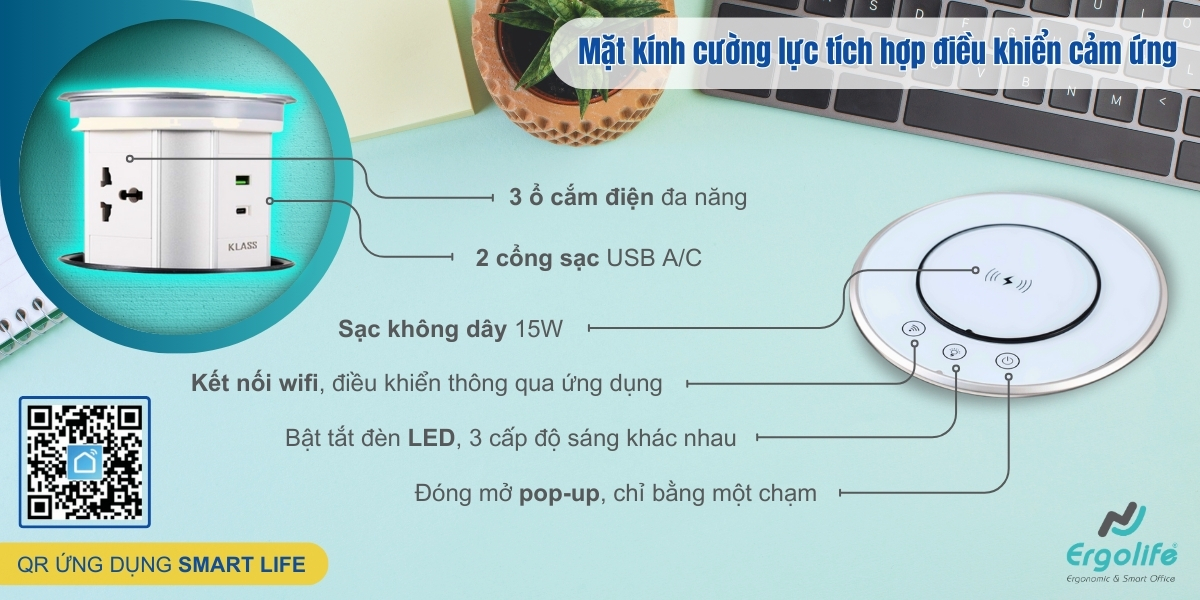 Ổ điện âm KLASS SN-001 nhiều cổng kết nối