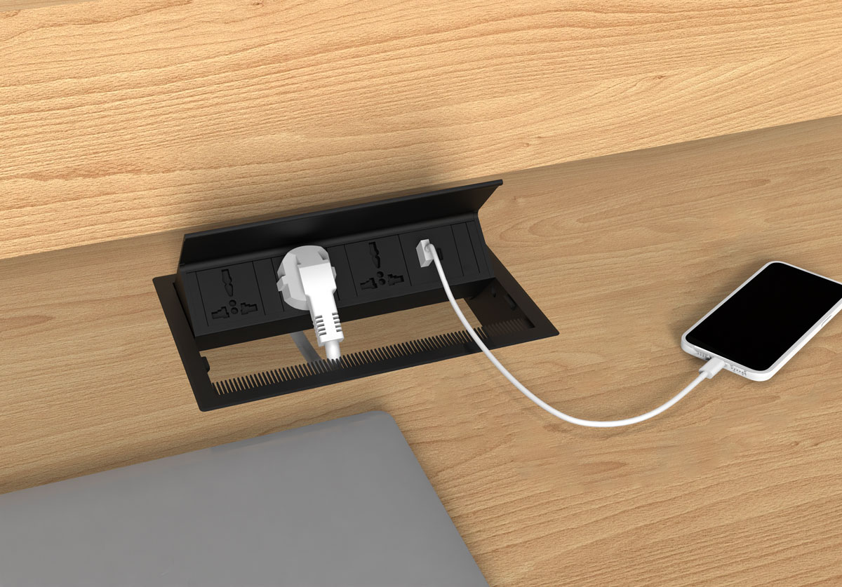 Ổ cắm điện âm bàn nắp lật OEXH303AC