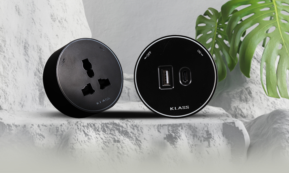 Chấu cắm ổ điện bàn họp ray trượt KLASS WL-TKS060-32A