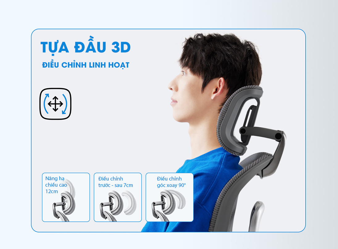 Tựa đầu 3D điều chỉnh linh hoạt Tựa đầu 3D điều chỉnh linh hoạt