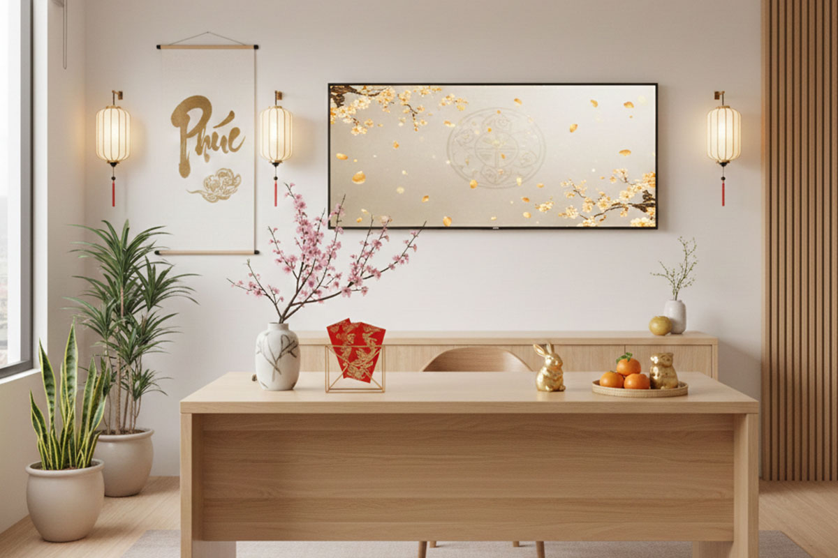 Trang trí văn phòng ngày Tết theo phong cách tối giản