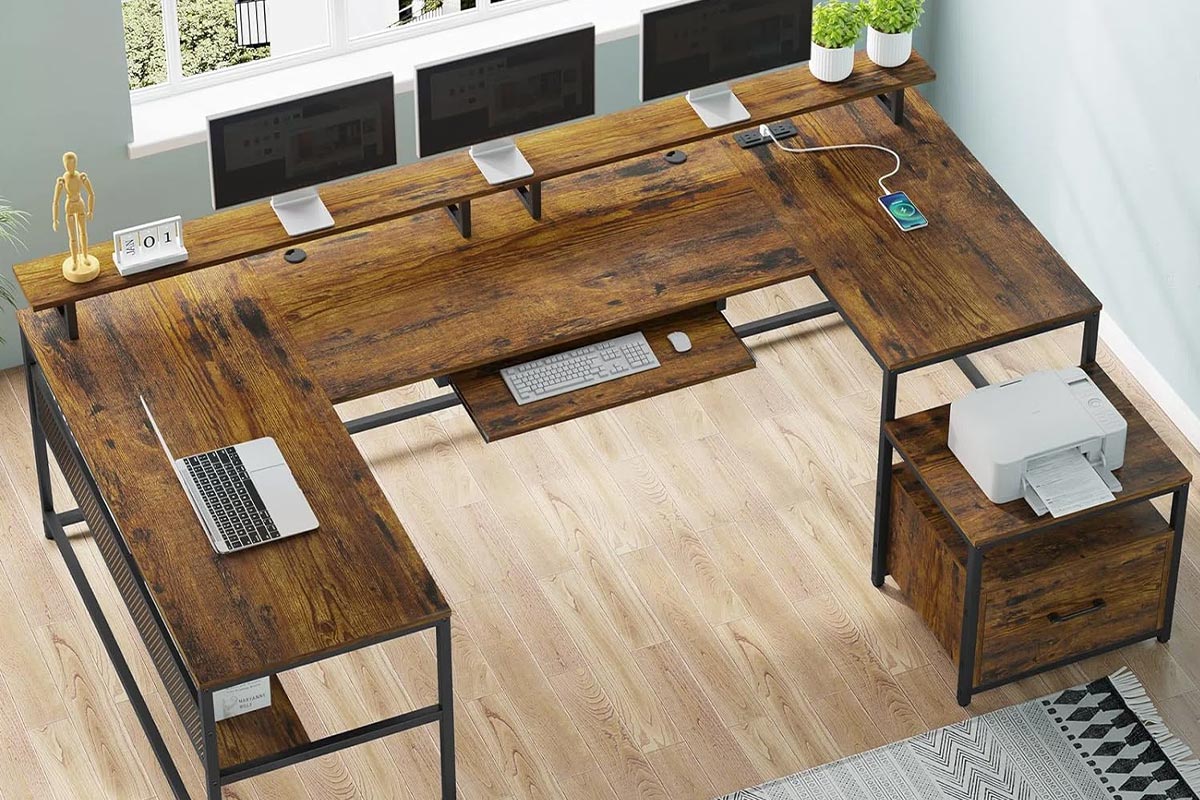 Bàn làm việc chữ U kích thước lớn cho văn phòng