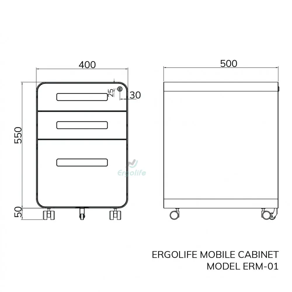 Kích thước tủ di động ERM-01